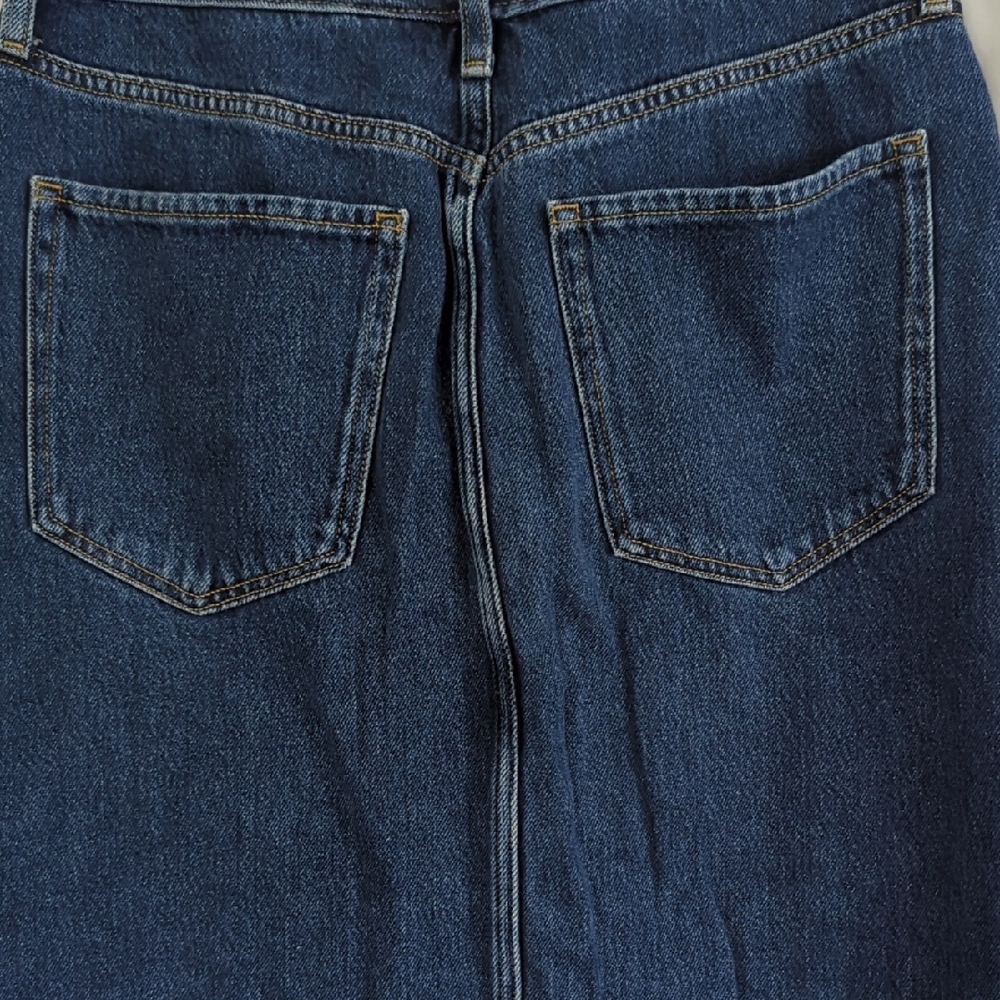 Banana Republic Blue Denim Midi Jean Skirt with Contrast Topstitching - Picture 3 of 16